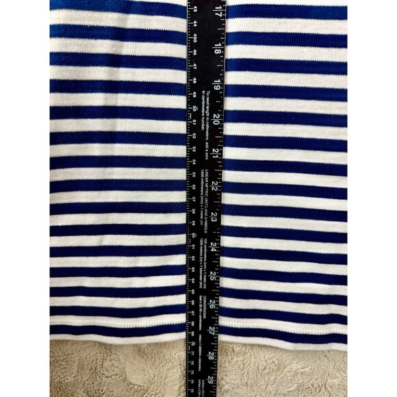 NWT Quacker Factory Blue White Striped Top Size XL Rhinestones 3/4 Sleeve - Picture 9 of 17